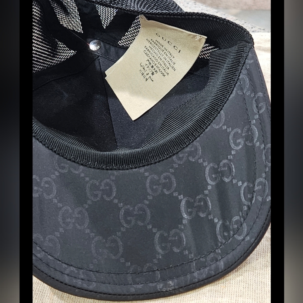 NWOT Gucci AUTHENTIC Black Monogram Baseball Cap Size L - Picture 2 of 7